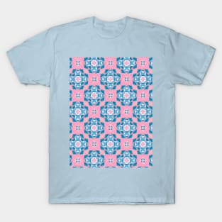 Soft geometric tiles pink and blue T-Shirt